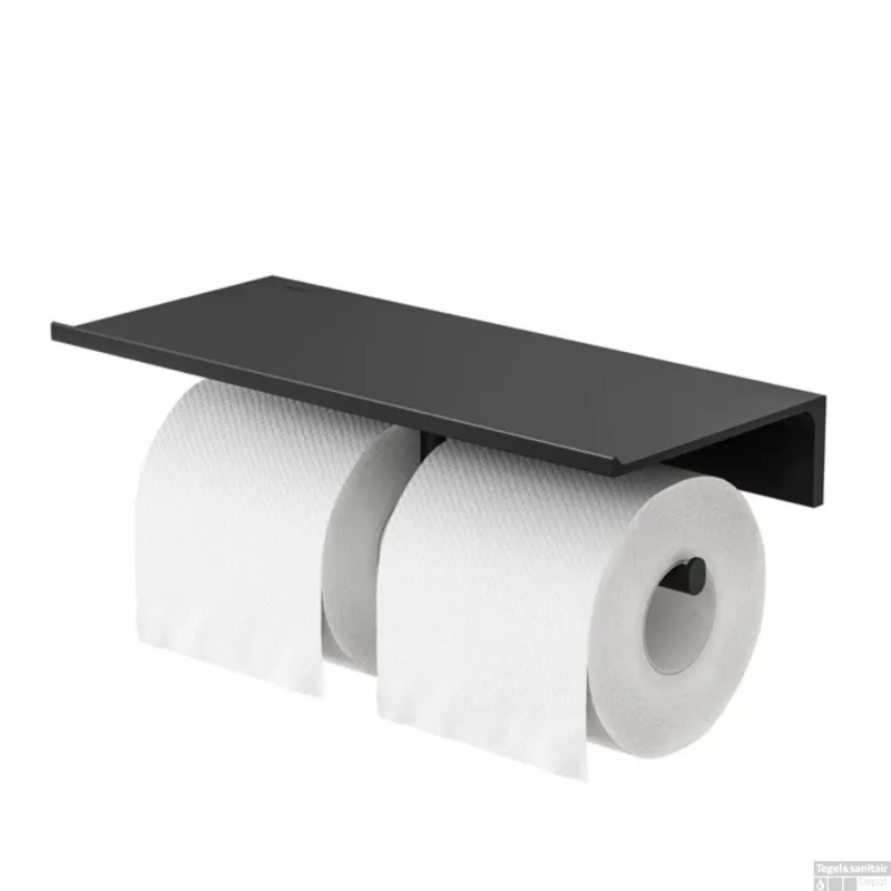 Planchet met Dubbele Toiletrolhouder Zonder Klep Geesa Leev 28 cm Zwart Korting