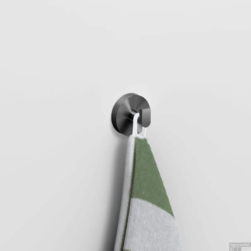 Handdoekhaak Clou Flat Set 2st Gunmetal Geborsteld PVD Laatste Versie