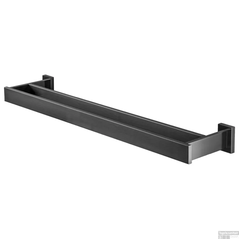 Fabrieksprijs Handdoekhouder Haceka Edge Dubbel 60 cm Geborsteld Grafiet