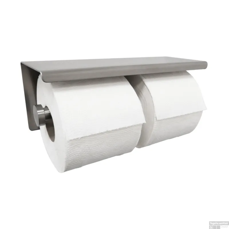 Toiletrolhouder met Plateau Legplankje Dubbel Wiesbaden 304 RVS Lage Kosten