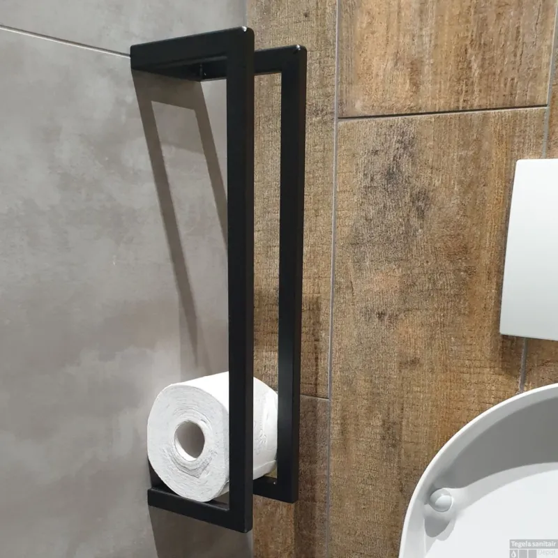 Reserverolhouder Sanilux Staal 45x10x13cm Mat Zwart Gecertificeerd