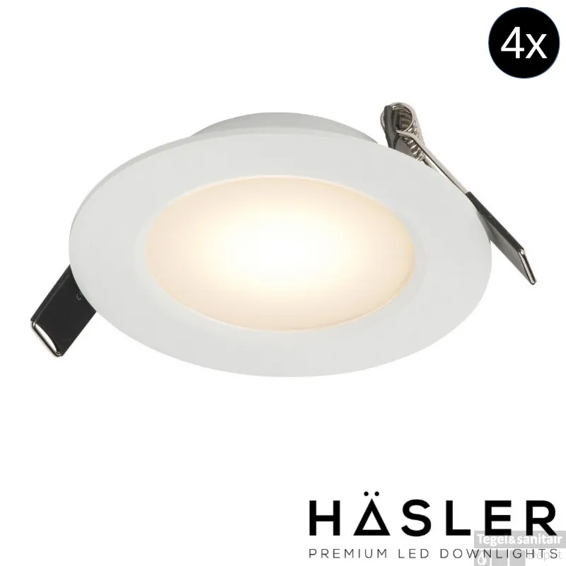 Aanbieding Inbouwspot Häsler Toscana Incl. Fase Aansnijding Dimbaar 9.2 cm 4 Watt Warm Wit RVS Wit Set 3x