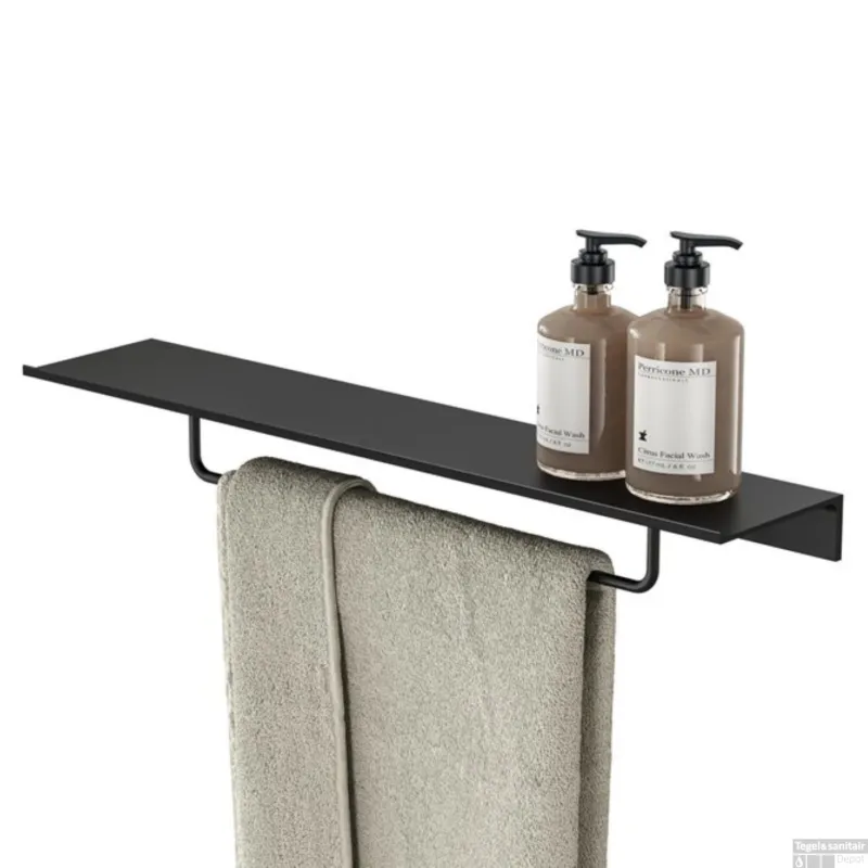 Planchet met Handdoekrek Geesa Leev 60 cm Zwart Aanbieding