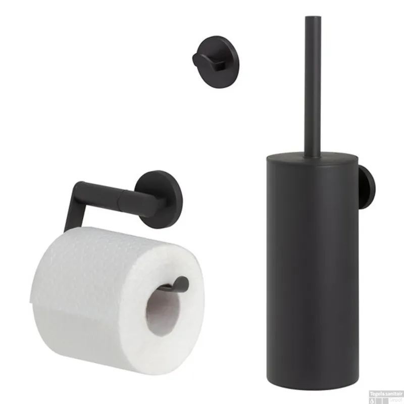 Toiletaccessoireset Tiger Noon Met Toiletborstel Toiletrolhouder en Handdoekhaak Zwart Tijdelijk Beschikbaar