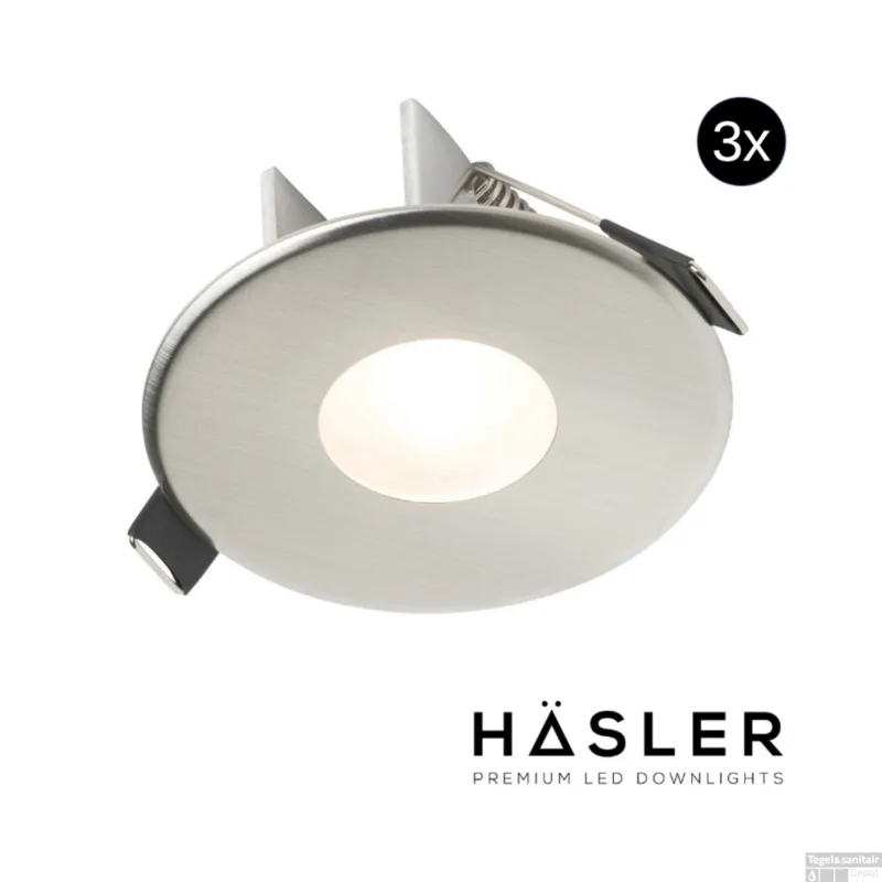 Exclusieve Aanbieding Inbouwspot Häsler Blanes Incl. Fase Aansnijding Dimbaar 8 cm 4 Watt Warm Wit RVS Set 3x