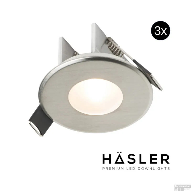 Koop Vandaag Inbouwspot Häsler Ferrara Incl. Fase Aansnijding Dimbaar 6,8 cm 4 Watt Warm Wit RVS Set 3x