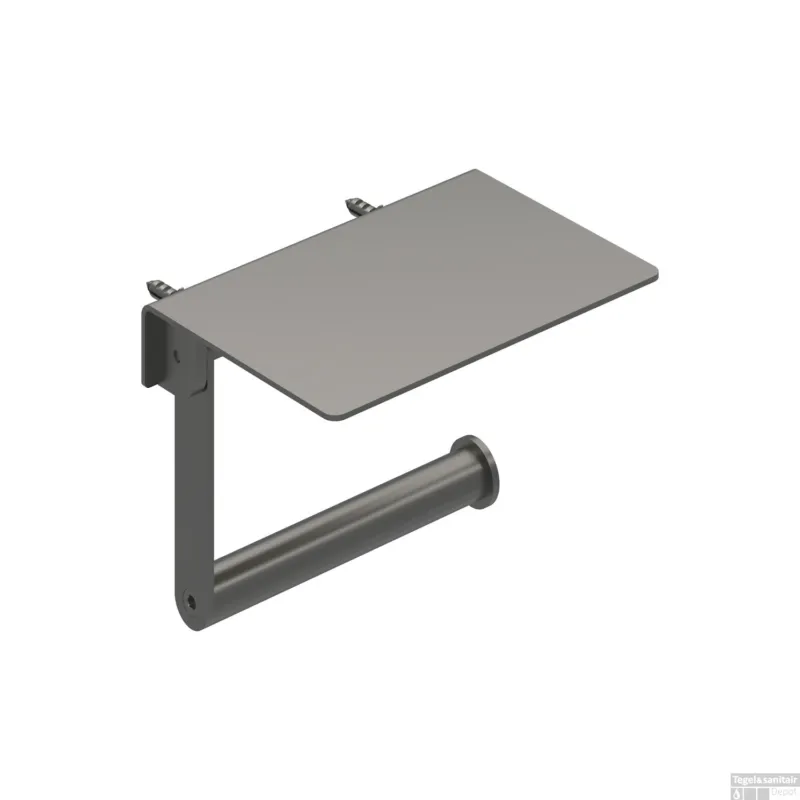 Toiletrolhouder IVY Met Planchet Geborsteld Metal Black PVD Nieuw