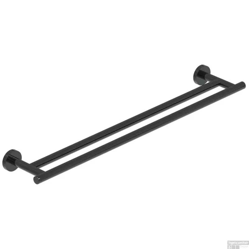 Finale Uitverkoop Handdoekrek IVY Dubbel Wandmodel 60 cm Zwart Chroom PVD