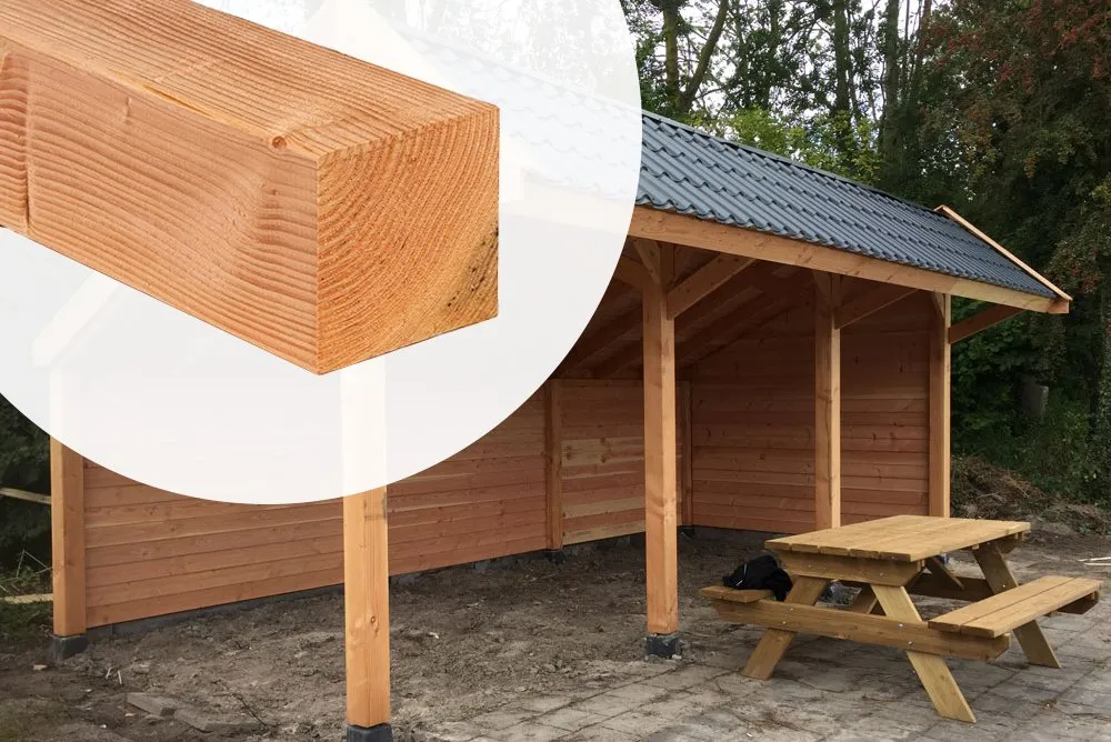 Paal Douglas 14x14cm Glad Geschaafd - 400 cm Weekendaanbieding