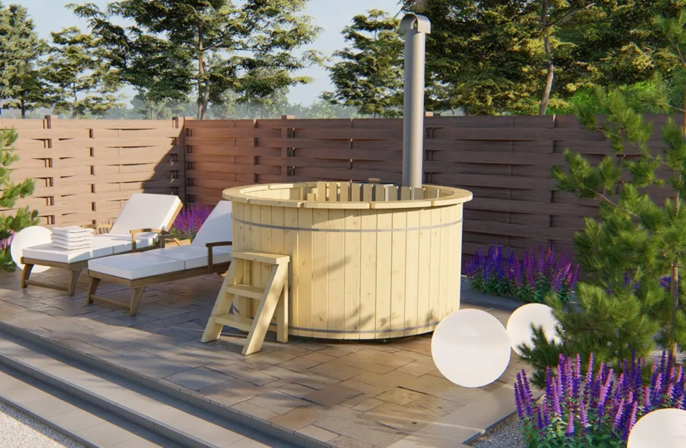 Hottub / Spa Vurenhout Ø 200 x H 105 cm - Met Interne Aluminium Kachel Snelle Levering