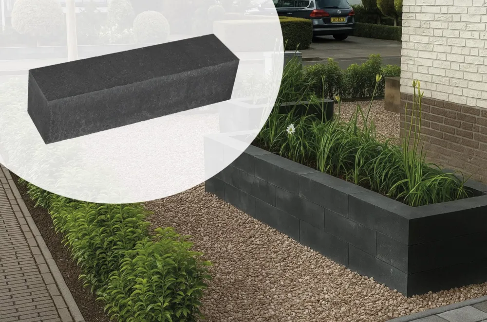 Rechtstreeks Van De Fabrikant Stapelblokken Tuin Linia Antraciet Zwart Strak 15x15x60cm - Populair