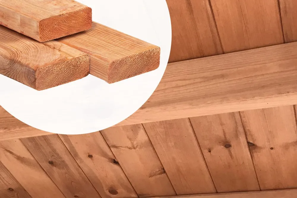 Gereduceerde Prijs Red Class Wood ligger 6.5x17.5cm Glad geschaafd in Douglas kleur - 3 m