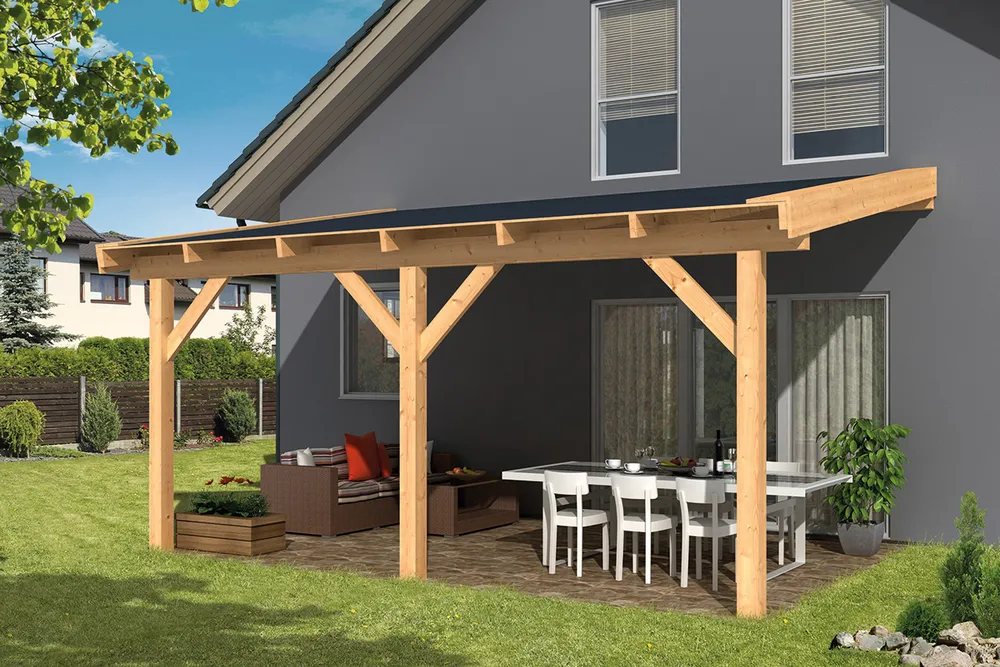 Aanbieding Aanbouw Veranda Douglas Geschaafd hout 400x300cm - Nee