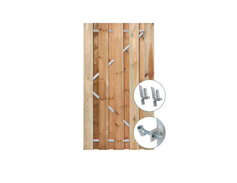 Schuttingdeur Grenen 180cm in stalen deurframe - 90 cm Nieuw