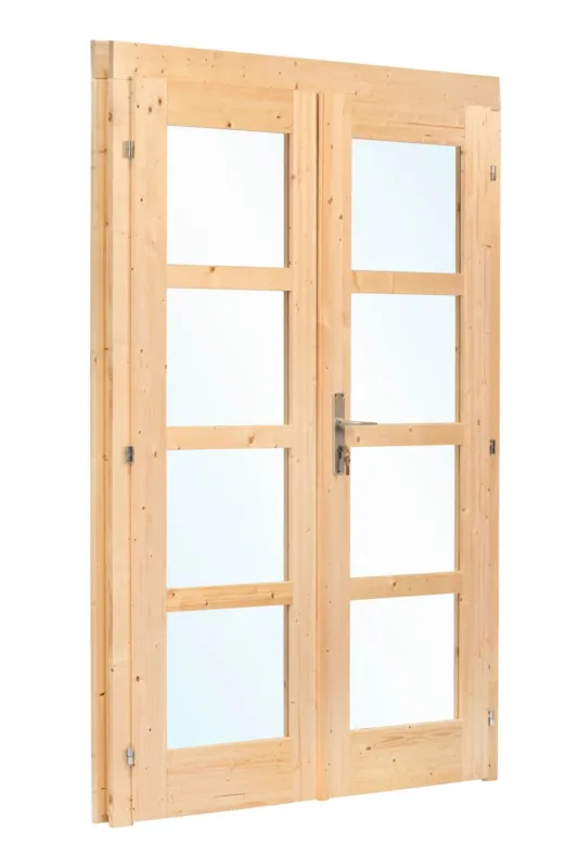 Moderne dubbele deur met ramen 142.5x190 cm voor wanddikte 28 t/m 45 mm Gratis Retour