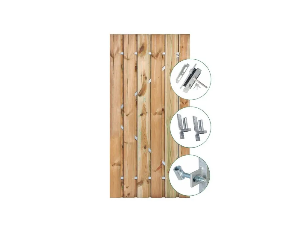 Op = Op Schuttingdeur Grenen 195cm in stalen deurframe - 90 cm