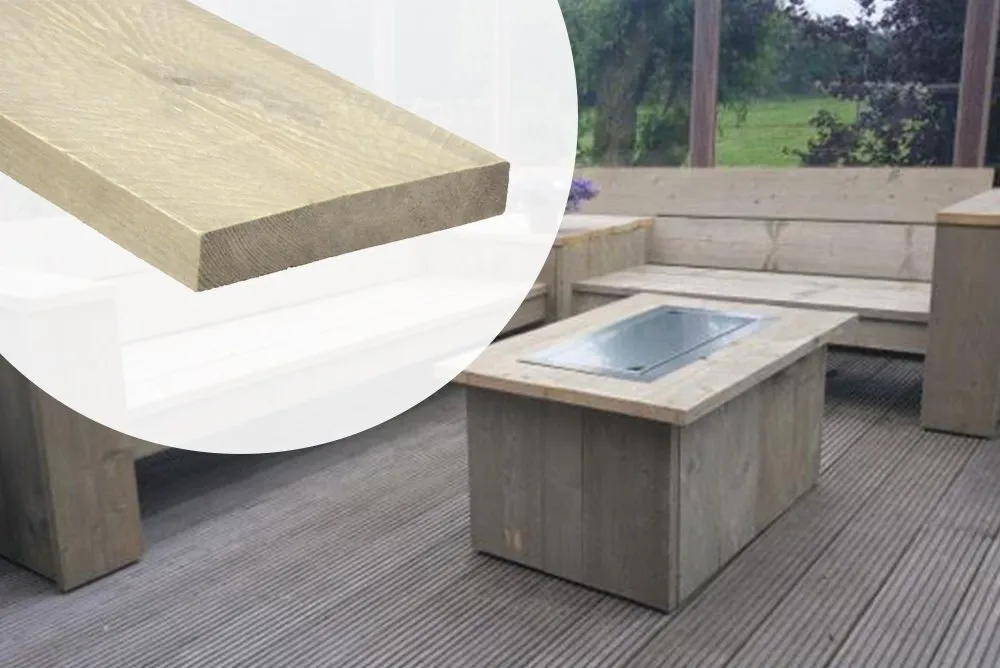 Steigerplank in Gebruikt Oud grijs 3.0x19cm Fijnbezaagd - 500 cm Merkproduct