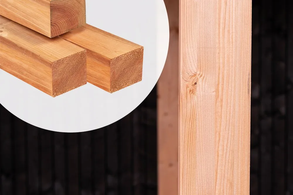 Veilige Betaling Red Class Wood staander Gelamineerd 12x12cm in Douglas kleur - 2,5 m