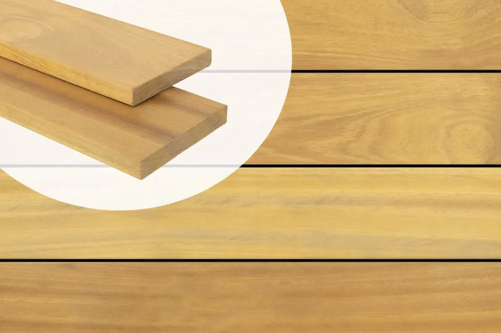 Beperkt Aanbod Vlonderplank Tatajuba Hardhout 2.1x14.5cm Glad Geschaafd - 485 cm