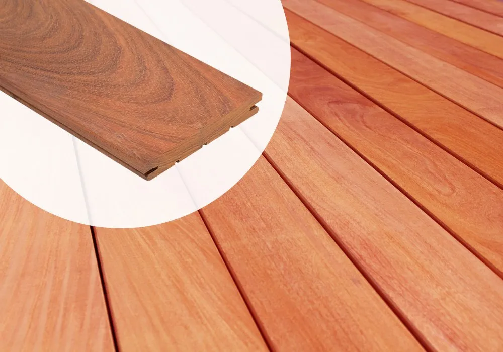 Vlonderplank Padouk Hardhout 2.1x14.5cm Glad Geschaafd B-fix - 215 cm Uitverkoop
