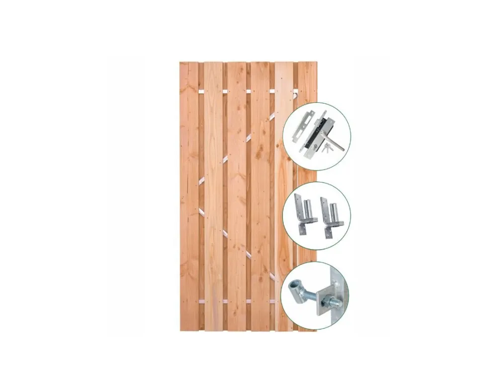 Schuttingdeur Douglas 195cm in stalen deurframe - 90 cm Gratis Retour