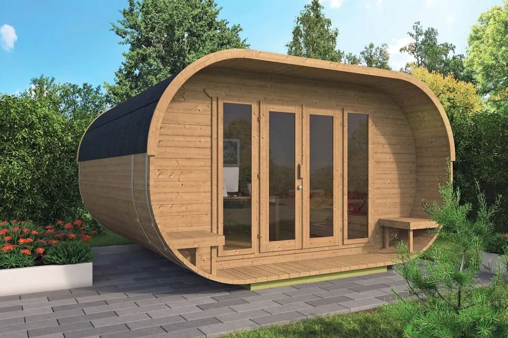 Blokhut Oval Office 405x400cm Thermowood Beperkt Aanbod