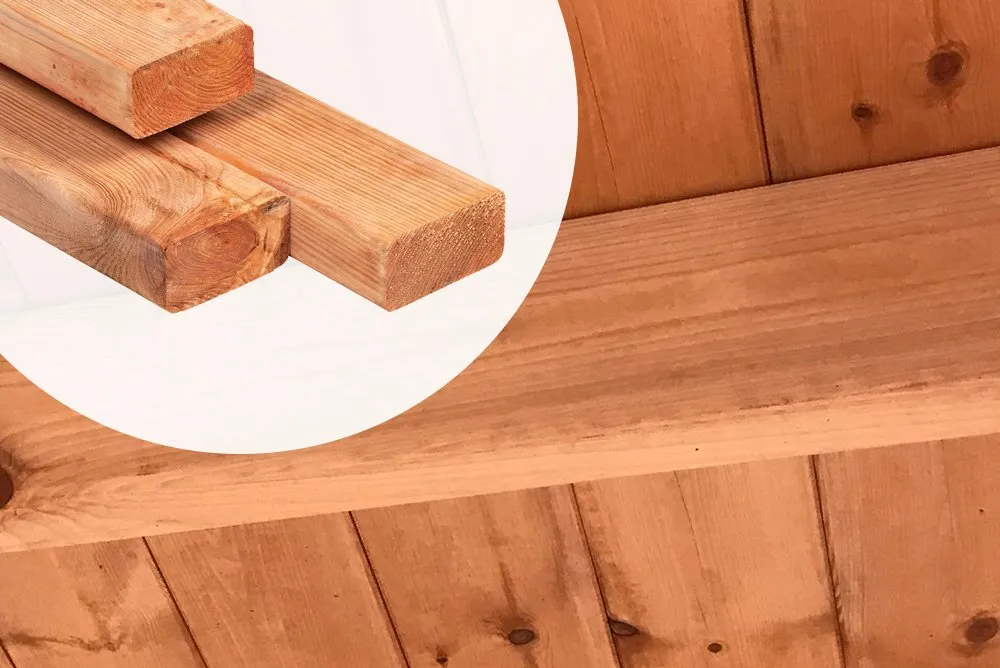 Red Class Wood ligger 4.5x9cm Glad geschaafd in Douglas kleur - 400 cm Snelle Levering