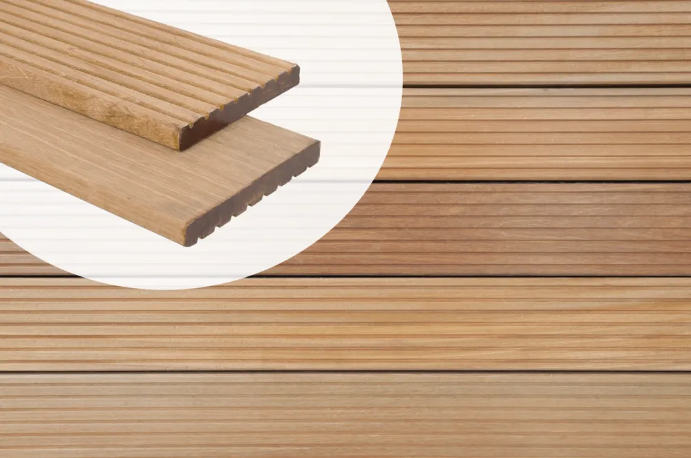 Beste Prijs Vlonderplank Kapur Hardhout 2.1 x 14.5 cm Groef / Glad - 275 cm