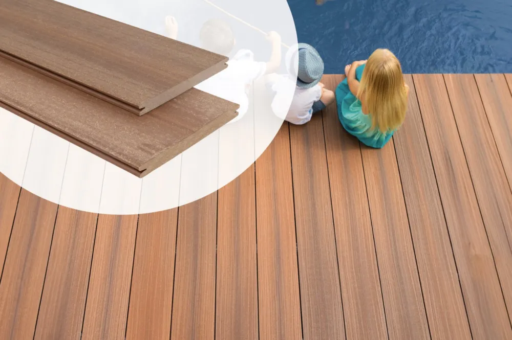 Direct Beschikbaar Vlonderplank Composiet Massief Bruin met grijstinten 1.6x19cm - 400 cm