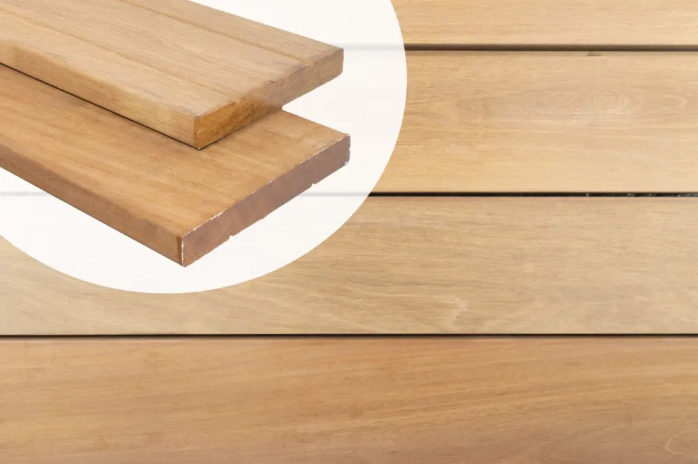 Vlonderplank Bankirai Hardhout 2.8x19cm V-profiel/Geschaafd Premium A-Kwaliteit - 335 cm Favoriet