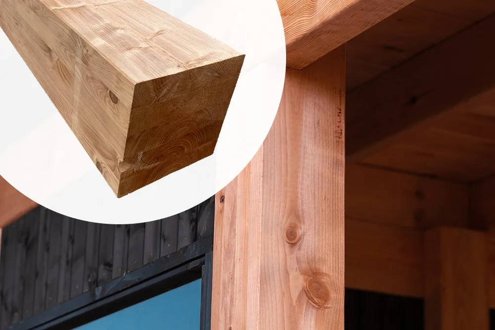 Red Class Wood staander Gelamineerd 20x20cm Glad geschaafd in Douglas kleur - 4 m Speciale Aanbieding