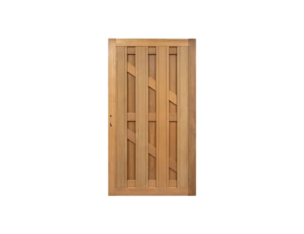 Tijdelijk Beschikbaar Schuttingdeur Keruing Hardhout 100x180cm rechtsdraaiend