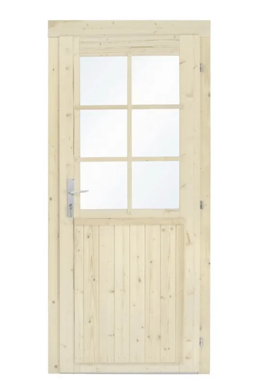 Enkele deur vuren met raam 90,5x196cm voor wanddikte 28 t/m 45 mm enkel glas - Links scharnierend Betrouwbaar