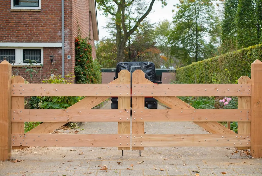 Inrijpoort Douglas Geschaafd 3 planks 110cm hoog - 350 cm Koop Online