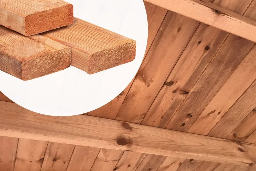 Flitsaanbieding Red Class Wood ligger 6.5x19.5cm Glad geschaafd in Douglas kleur - 500 cm