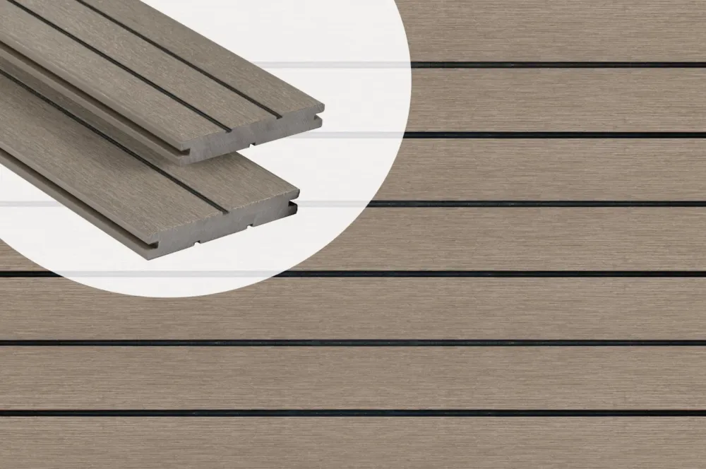Aanbieding Vlonderplank Composiet Massief PuraDock Light Grey 2.2 x 14.6 cm Voor Clips - 390 cm