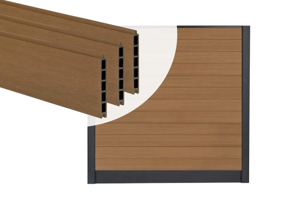 Aanbieding PuraFence Stapelprofielen Classic Teak - Set 12 Stuks