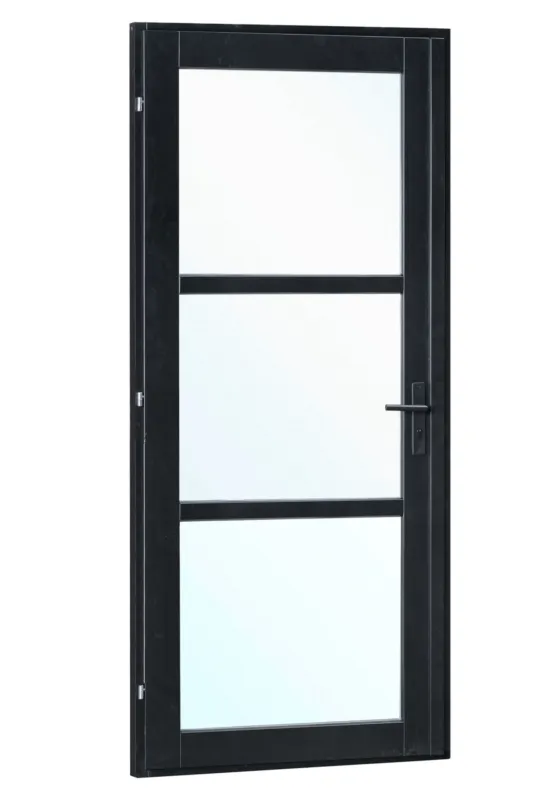 Vuren enkele steellookdeur enkelglas 110x212 cm linksdraaiend - RVS inbouwslot zwart Lage Prijs