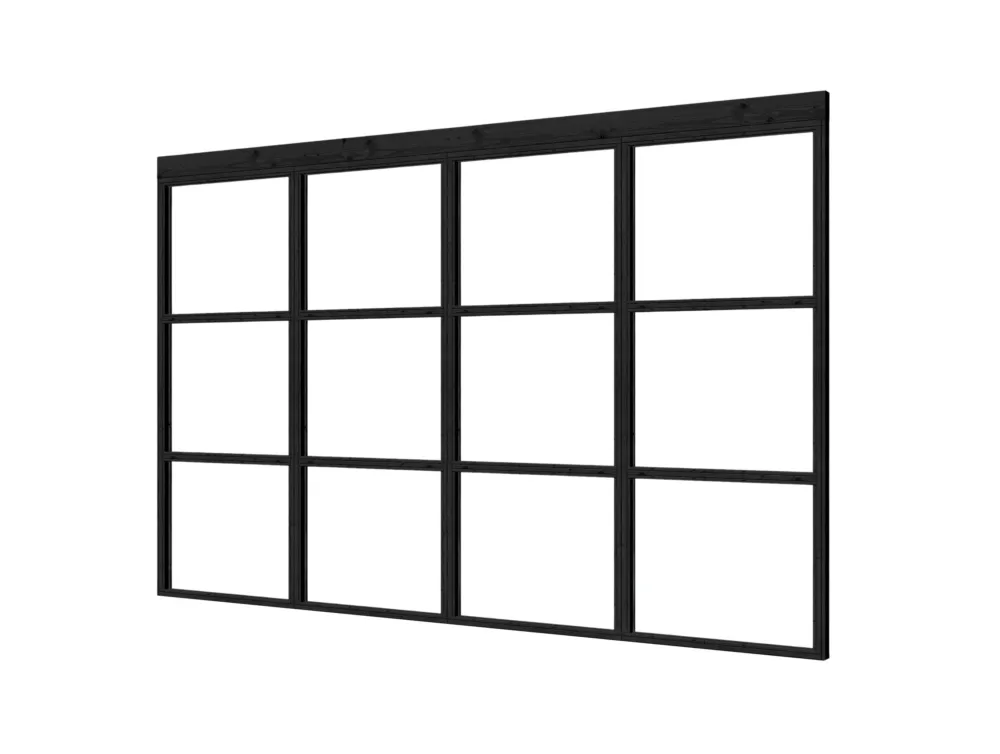 Gecertificeerd Glaswand Steellook Complete Set 330,4 x 224 cm - Zwart (4-delig)
