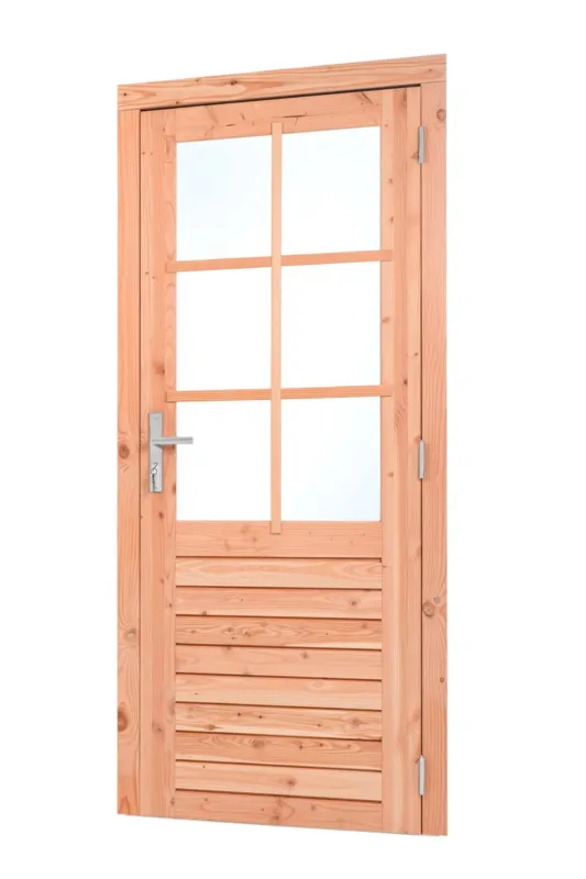 Hete Deal Red Class Wood enkele glasdeur 100x205 cm rechtsdraaiend - RVS/verzinkt beslag