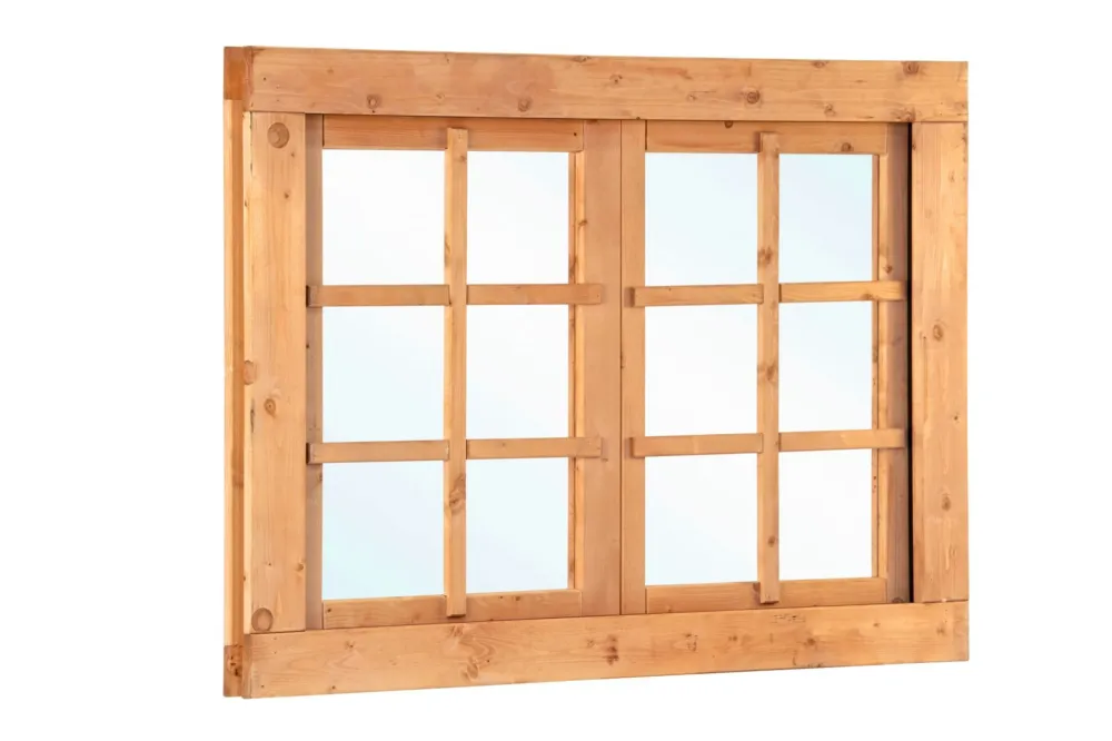 Red Class Wood dubbel draairaam 125.2x90 cm enkelglas - RVS/verzinkt beslag Korting