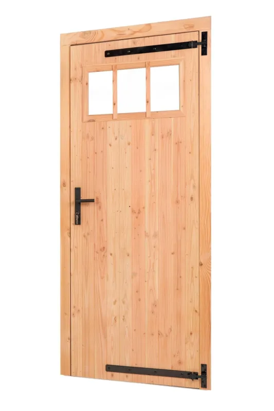 Lage Prijs Douglas enkele klampdeur 1-ruits 100x205 cm rechtsdraaiend - zwart beslag
