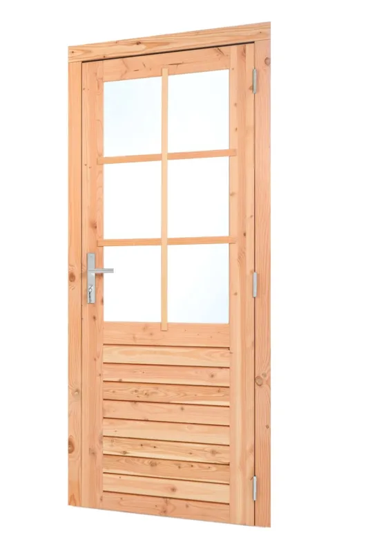 Nieuw Douglas enkele glasdeur 6-ruits 100x205 cm rechtsdraaiend - RVS/verzinkt beslag