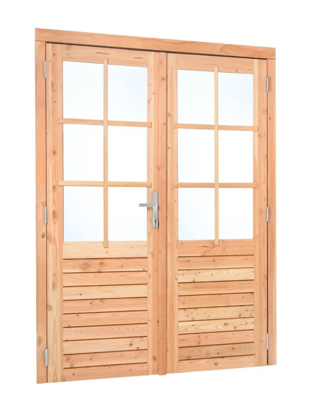 Dagaanbieding Douglas dubbele glasdeur 6-ruits 185x205 cm linksdraaiend - RVS/verzinkt beslag