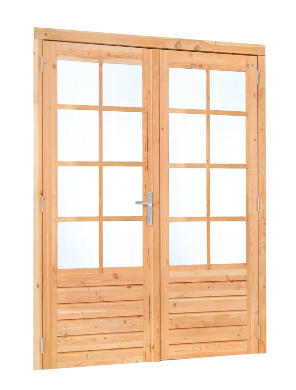 Douglas dubbele glasdeur 8-ruits 205x215 cm dubbelglas linksdraaiend - RVS/verzinkt beslag Koop Vandaag