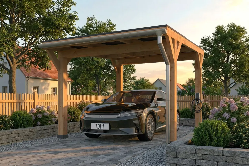 Op = Op Douglas carport met zonnepanelen 348x520cm