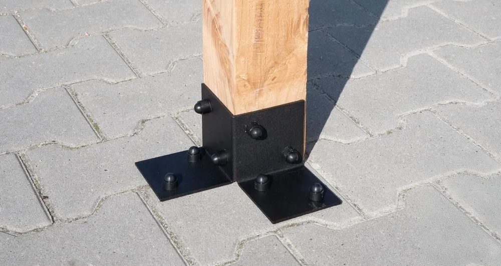 Weekendaanbieding Pergola Vloerelement Zwart Gecoat voor 9 x 9 cm palen incl. bevestigingsset
