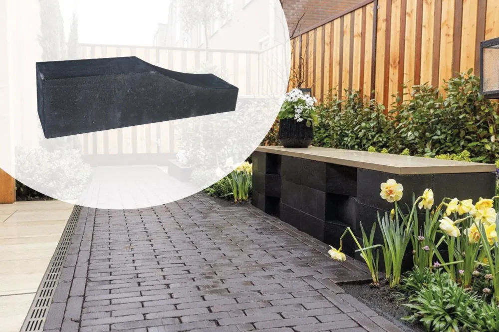 Stapelblok Palissade Block Wave Gardenlux 60x15x15cm Zwart Weekendaanbieding