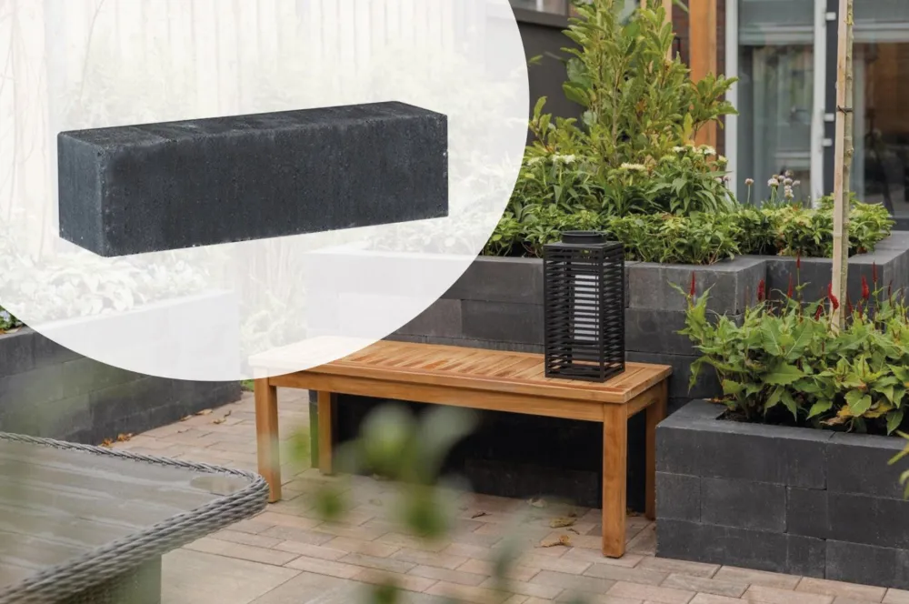 Dagaanbieding Stapelblok Classico Block Gardenlux 45x12,5x12,5cm - Zwart