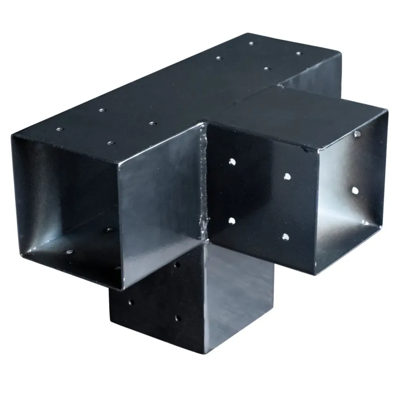 Pergola Paalverbinder Tussenmodel 4-wegs Zwart Gepoedercoat voor 15x15cm palen incl. bevestigingsset Gereduceerde Prijs